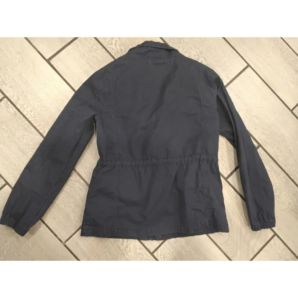 Old Navy Womens Navy Blue Utility Field Jacket Full Zip Drawstring Waist Medium